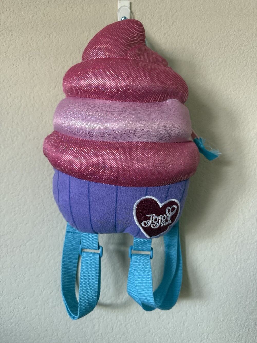Jojo Siwa Pink Purple Cupcake Sparkle Heart Adjustable Straps Mini Backpack